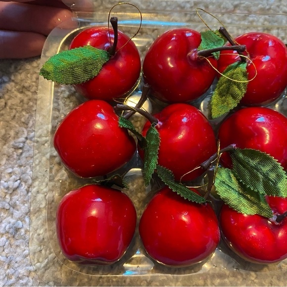 Vintage Red Apple Christmas Ornament Lot Bundle Red 12 - Picture 3 of 4